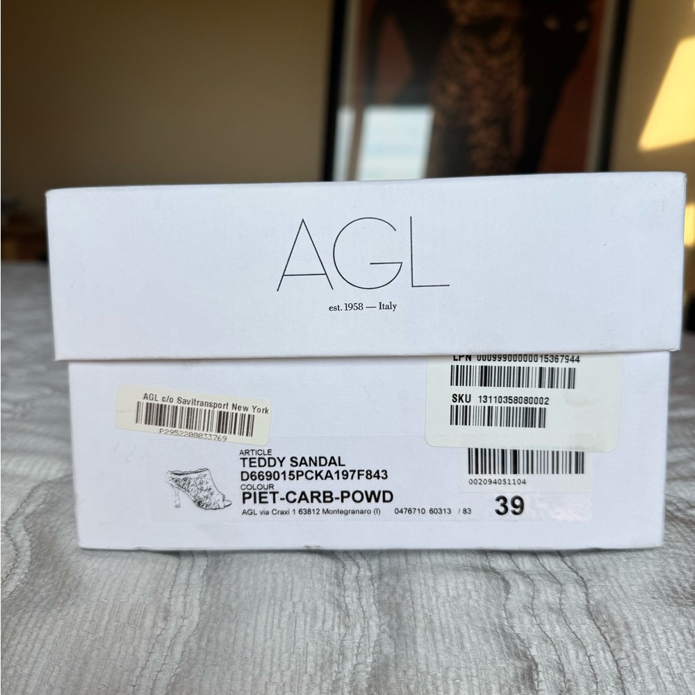 New! Agl Gray High-Heeled Mules with Fluffy Texture size 39EU/8.5US - Picture 5 of 7